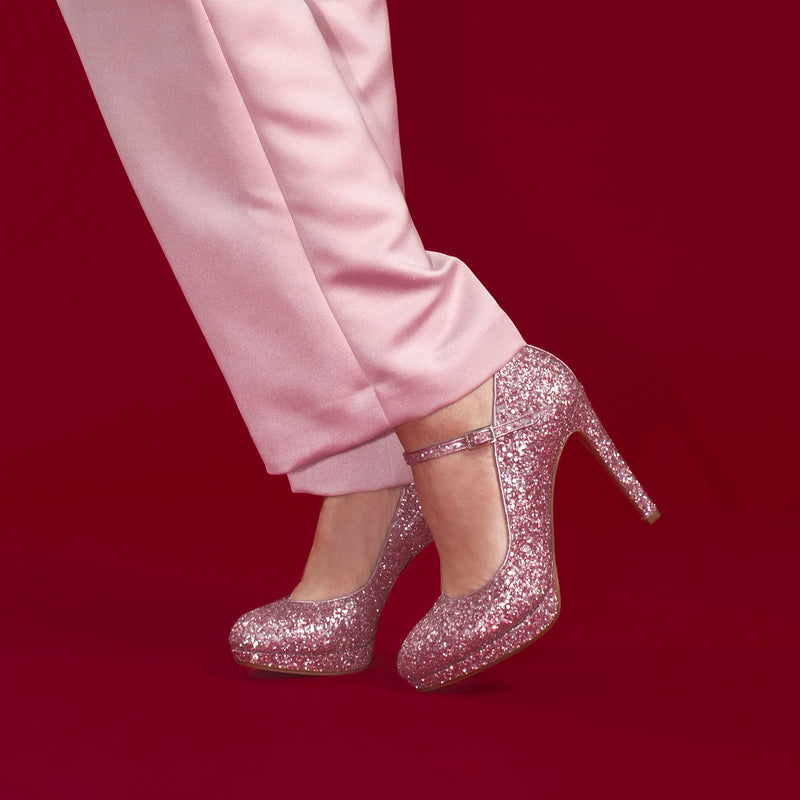 penny roccamore pumps glitter pink lyserød