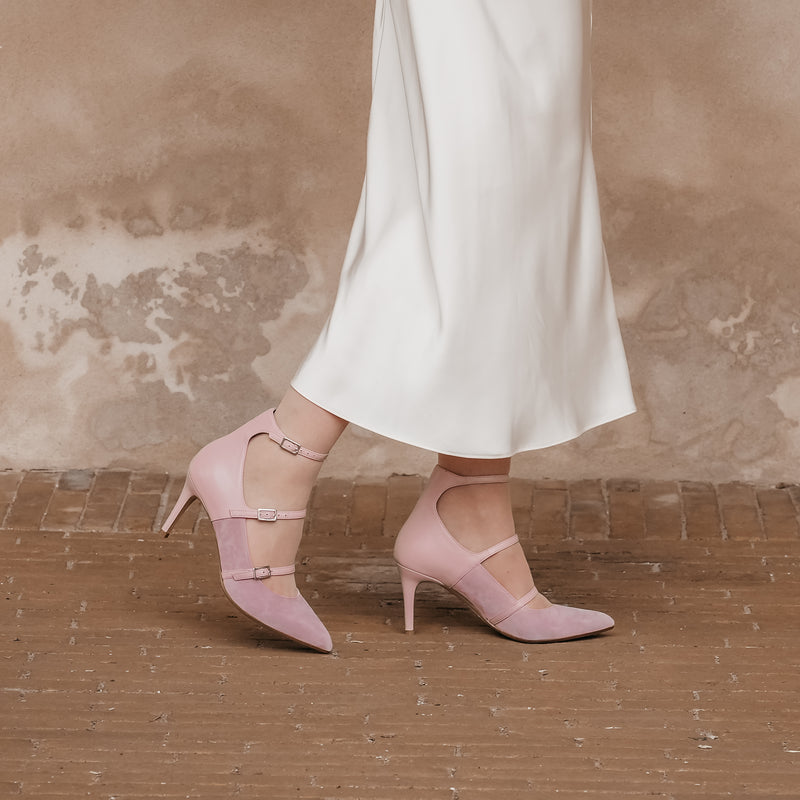 roccamore, bryllupssko, lyserøde højhælede sko, Rosie